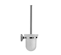 Croydex Westminster Toilet Brush Holder - Chrome | Wall Mounted | Traditional Design | Frosted Plastic Holder | Bathroom Accessories