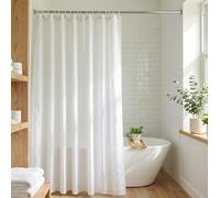 Croydex White Shower Curtain Made from 100% Recycled Polyester, 12 Eyelets