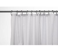 Croydex White Shower Curtain Made from 100% Recycled Poyester, with 12 Rust-Resistant Metal Eyelets, Weighted Hem, Anti-Microbial
