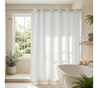 Croydex White Stripes Hookless Textile Shower Curtain 180 X 180Cm