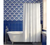 Croydex Shower Curtain Plain White – Water-Resistant Machine Washable Cling-Resistant – 180x180cm