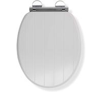 Croydex WL601122H Flexi-Fix Portland Always Fits Never Slips Slow Close Anti Bacterial Toilet Seat, Wood, White, 45.5 x 37.5 x 6 cm