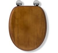 Croydex WL602250H Flexi-Fix Davos Always Fits Never Slips Anti Bacterial Toilet Seat, Wood, Antique Pine Effect, 43 x 36.5 x 6 cm