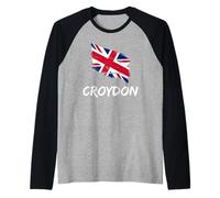 Croydon Great Britain Flag British Heritage & English Pride Raglan Baseball Tee