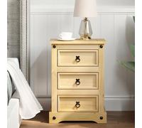 croydon wooden bedside cabinet large with 3 drawers in brown