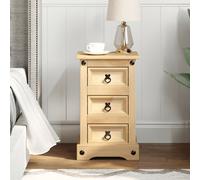 croydon wooden bedside cabinet small with 3 drawers in brown