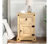 croydon wooden bedside cabinet with 1 door 1 drawer in brown