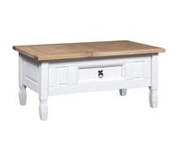 croydon wooden coffee table with 1 drawer in white and brown