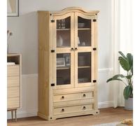 croydon wooden display cabinet with 2 doors 2 drawers in brown
