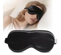 CroYumert Pure 22 Momme 6A Grade Mulberry Silk Sleep Mask for Side Sleepers - Adjustable, 100% Blackout Eye Mask with Travel Pouch (Black)