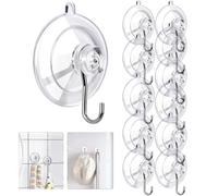 Crozgan 12 Pack Suction Cup Hooks,45mm Clear Reusable PVC Sucker Pads with Metal Hook,Window Sucker Hook for Bathroom Shower Kitchen Wall Window Glass Door Tile Door