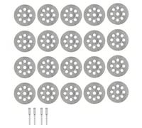 Crozgan 20 Pieces Mini Diamond Cutting Wheel for Dremel Rotary Tools,22mm Mini Diamond Cutting Discs with 4Pcs 3mm Shank Mandrel for Precious Stones, Jade,Marble Concrete