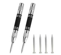 Crozgan 2Pcs Automatic Center Punch with 4 Replacement Tips,Heavy Duty Spring Loaded,5 in Spring Loaded Center Punch Adjustable Tension for Metal,DIY,Perforation Work