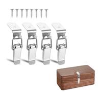 Crozgan 4 Pack 90 Degree Buckle Hook Lock Bolt 304 Stainless Steel Safety Angle Locking Latch with Screws Right Angle Door Hasp Latch for Toolboxes, Storage Box Locks, Drawer Doors and Windows