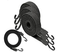 Crozgan 4Pack Black Bungee Cords with Hooks,100cm Flat Bungee Straps Adjustable Flat Elastic Straps for Bicycles,Bike Luggage Rack,Camping