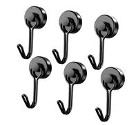 Crozgan 6 Pack Magnetic Hooks,Swivel Swing Neodymium Magnet Hooks,40lb Strong Magnet with Hook for Hanging, Refrigerator, Grill, Kitchen, Key,Ceiling