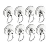 Crozgan 8 Pack Heavy Duty Magnetic Hooks,Neo-DYM-ium Magnet with Carabiner,45.5 KG (100 LBS) Strong for Hanging, Kitchen, Garage, Bathroom