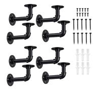 Crozgan 8Pcs Industrial Pipe Brackets Black Wall Pipe Brackets Floating Shelf with Screws and Expansion Bolts for Shelves,Scaffold Board and Home Decoration,Wood Board Bookshelf