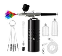 crpen Airbrush Kit Rechargeable Cordless Airbrush Compressor Portable Handheld Airbrush Air Brush for Model Painting,Nail Art,Cake decoration,Makeup, Barber (Black),(crpen5HlX)