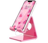 Crpich Acrylic Cell Phone Stand, Portable Phone Holder, Pink Phone Stand for Desk, Compatible with Phone16 15 14 13 12 Pro Max Mini 11 SE, Switch, Android Smartphone, Pad, Tablet, Desk Accessories