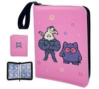 CRPPOOW Card Binder Folder Four Pockets 4 Pocket Trading Cards 50 Pages 400 Pockets Waterproof and Anti Slip, Card Collection Folder Graded Book for Cards(pink)
