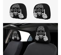 CRPPSYYR Funny Skull printed Car Headrest Cover 2pcs Car Seat Headrest Cover
