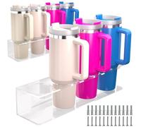 Crpzszshtp Wall Mounted Cup Holder for Stanley 2-Pack - Heavy Duty Acrylic Shelf Organizer, Garage & Kitchen Storage, Holds 8 Tumblers Ideal for Home Office Kitchen