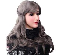 CRRCLSY Silicone Realistic Mask Lifelike Beautiful Woman Face Mask Imitation Face Cover for Crossdresser Cosplayer (Tan)