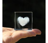 Crrezhai 3D Crystal Heart Cloud Cube 4CM Small Glass Paperweight Ornaments Home Office Desk Art Decor (Love Heart)
