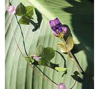 Crrezhai Glass Rose Mini Crystal Flower Artificial Flowers Wedding Party Gift Room Ornament Office Desktop Decoration (Purple)