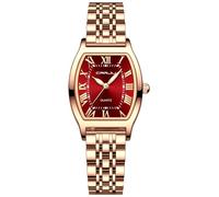 CRRJU Classic Fashion Women's Rhinestone Diamond Wrist Watches Stainless Steel Japanese Quartz Movement Analog Dress Watches for Women, A-rose red, CRRJU