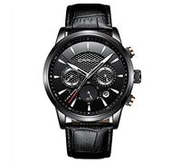 CRRJU Men Business Wristwatch Auto Date Casual Dress Japan Quartz Watches with Black Leather Strap