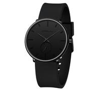 CRRJU Men’s Casual Stylish Waterproof Quartz Wristwatches, Ultra Thin Second Hand Watches for Men, Colorful Silicone Band, black black, casual