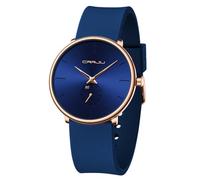 CRRJU Men’s Casual Stylish Waterproof Quartz Wristwatches, Ultra Thin Second Hand Watches for Men, Colorful Silicone Band, blue rose