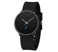CRRJU Men’s Casual Stylish Waterproof Quartz Wristwatches, Ultra Thin Second Hand Watches for Men, Colorful Silicone Band, black blue