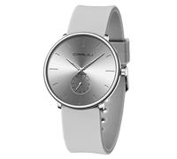 CRRJU Men’s Casual Stylish Waterproof Quartz Wristwatches, Ultra Thin Second Hand Watches for Men, Colorful Silicone Band, grey