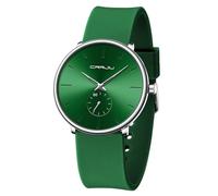 CRRJU Men’s Casual Stylish Waterproof Quartz Wristwatches, Ultra Thin Second Hand Watches for Men, Colorful Silicone Band, dark green