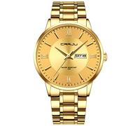 CRRJU Men Watch Waterproof Stainsteel Steel Band Wrist Watch Waterproof Fashion Analog Quartz Wristwatches for Man (Gold Gold)