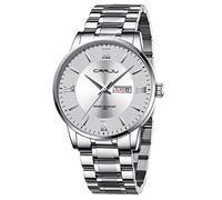 CRRJU Men Watch Waterproof Stainsteel Steel Band Wrist Watch Waterproof Fashion Analog Quartz Wristwatches for Man (Silver Silver)