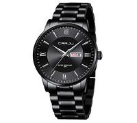 CRRJU Men Watch Waterproof Stainsteel Steel Band Wrist Watch Waterproof Fashion Analog Quartz Wristwatches for Man (Black Black)