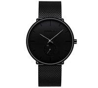 CRRJU Men Watches Business Casual Quartz Watch,Date Black Dial Wrist Watch with Mesh Band