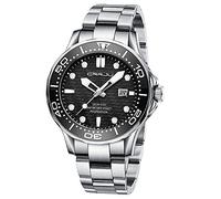 CRRJU Men's Fashion Luxury 316L Stainless Steel Watches Date Waterproof Dark Light Wristwatches, silver black,