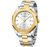 CRRJU Men's Fashion Luxury Classical Leather Watches for Men Business Simple Luminous Analog Quartz Wristwatches, S-gold white, work watches