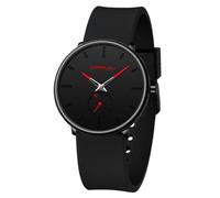 CRRJU Men's Watches Men's Watch Silicone Strap Ultra Thin Waterproof Minimalist Watch Men's Sports Watch Black