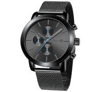 CRRJU Watches for Men Luxury Business Stainless Steel Waterproof Calendar Chronograph Analog Quartz Wristwatches, M-BLUE, Classic
