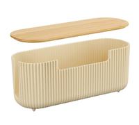 CRROEL Cable tidy box,Cables management box with Bamboo Lid Cables Organised Box, for Hiding Power Strips and Electrical Cords from TVs, Computers, and Desks(Beige)