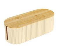 CRROEL Cable Tidy Box, Cables management box with Bamboo Lid, Cables Organised Box for Hiding Power Strips and Electrical Cords from TVs, Computers, and Desks 32.5x13x11cm (White)