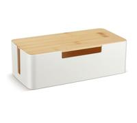 CRROEL Cord Management, Cable Management Box, Cable Organizer Storage Box with Bamboo Lid for Hiding Messy Cables Wire Management,for Home Office/TV, Cable Hider Box Fits Multiple Cables- White
