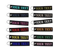 Crrrpatch Personalized Keychain, Customize Text Tag Double Sided Embroidery for Motorcycles Cars ATV Scooters,Great Gift Embroidery Key Ring for Men or Women abourt 13 * 2.9cm