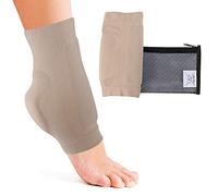 CRS Cross Boot Bumper Gel Pad Sleeve - Padded Skate Sock for Foot Protection of Achilles Tendon & Lace Bite Area Skating, Hockey, Roller, Ski, Hiking, & Riding Boots (2 Sleeves & Bag), Tan, One Size